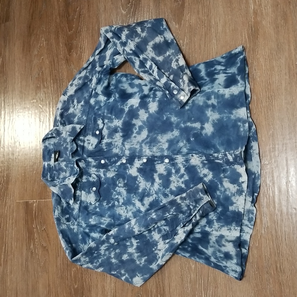 (XL) MISSNIKKY Tie Dye Button Down Shirt Hippie Boho Academia Business Casual
